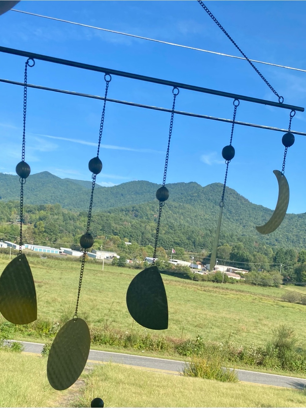 Gold tone metal Moon Phases Celestial Wall Hanging Wind-chime